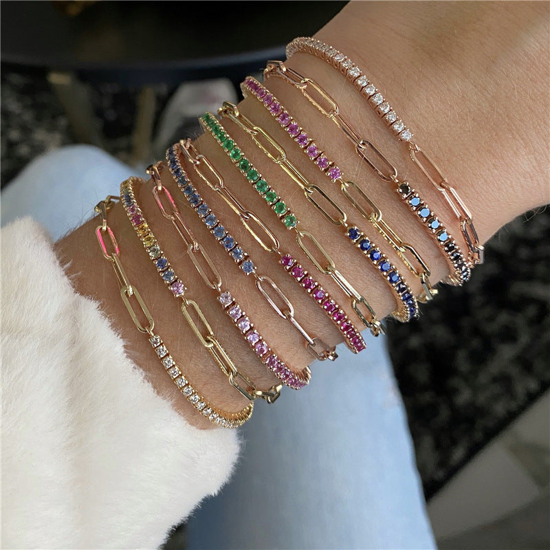 A new Korean style niche design women's exquisite hand accessory inlaid with AAA zircon stone, fashionable versatile bracelet for women