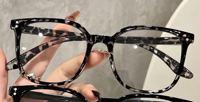 Mi Ding square frame glasses for women, cross-border bare face black frame blue light blocking glasses, student fashion versatile decorative frames