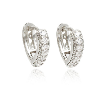European and American popular stainless steel gold-plated multi-row diamond zircon earrings temperament light luxury style girls' earrings jewelry wholesale