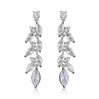 RAKOL European and American retro simple long fringed earrings feminine temperament light luxury slightly zircon bridal wedding earrings