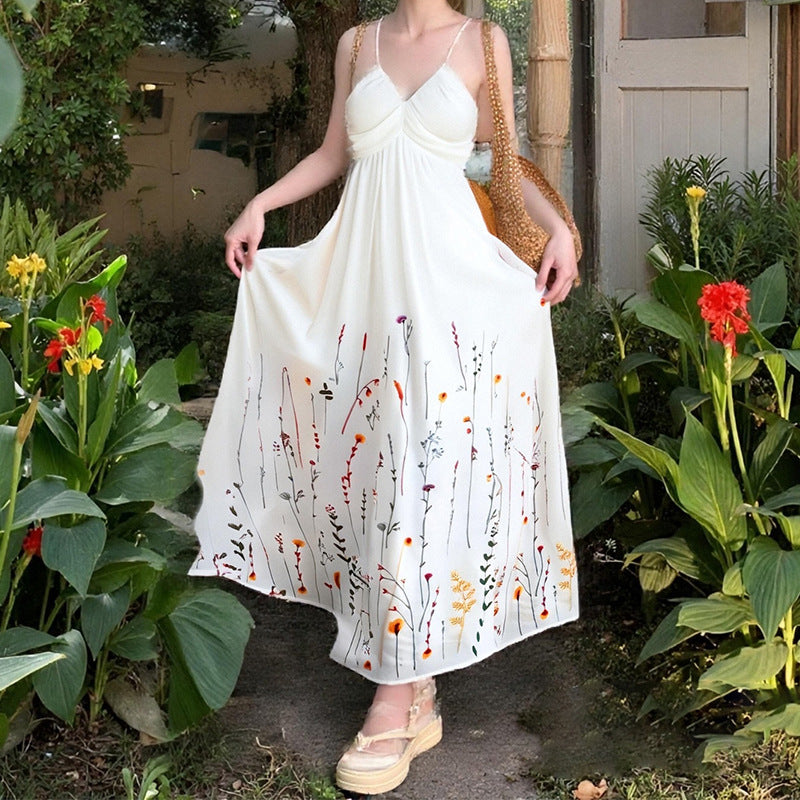 2025 spring and summer new cross-border Amazon European and American fashion elegant temperament sexy slim printed dress