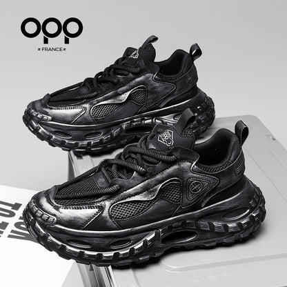OPP men's shoes spring 2026 new black warrior tire sole anti-slip ruffian handsome shoes outdoor sports and leisure shoes