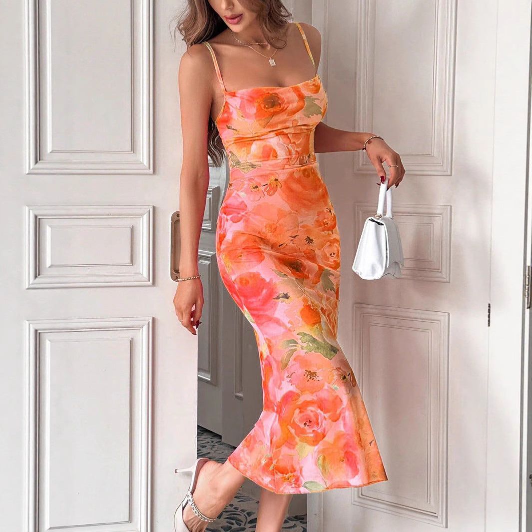 Cross-border Amazon Europe and the United States Foreign Trade 2025 Summer New Temperament Tie-Dye Slim Suspender Bandeau Dress Long Skirt