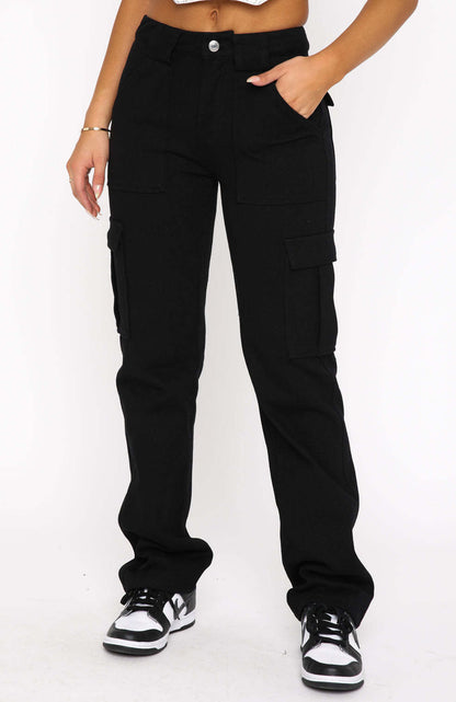 European and American fashion foreign trade new cross-border amazon women's trousers pocket stitching casual loose mid-rise jeans women