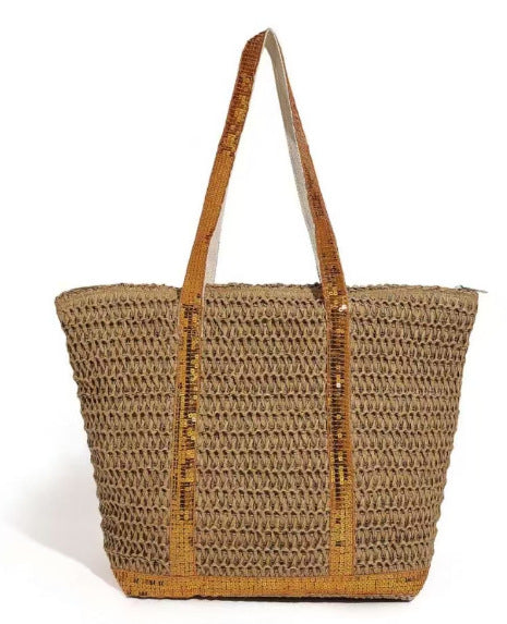 Bag women's bag 2025 new beach bag straw bag large capacity resort style commuter shoulder woven tote bag batch