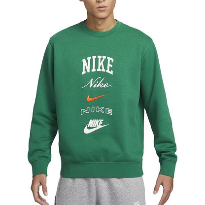 NIKE men's crew neck casual long sleeve pullover fleece warm loose sweatshirt FN2611-365-063