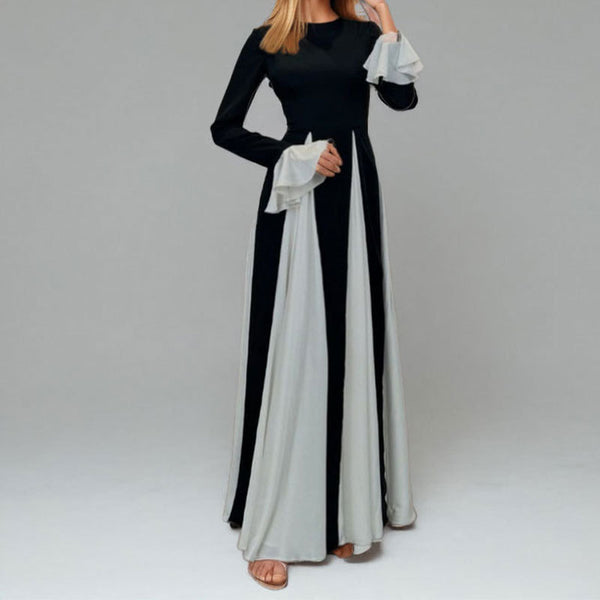 2026 spring new cross-border European and beautiful women's clothing has an elegant temperament and a flat sleeve solid color dress for women