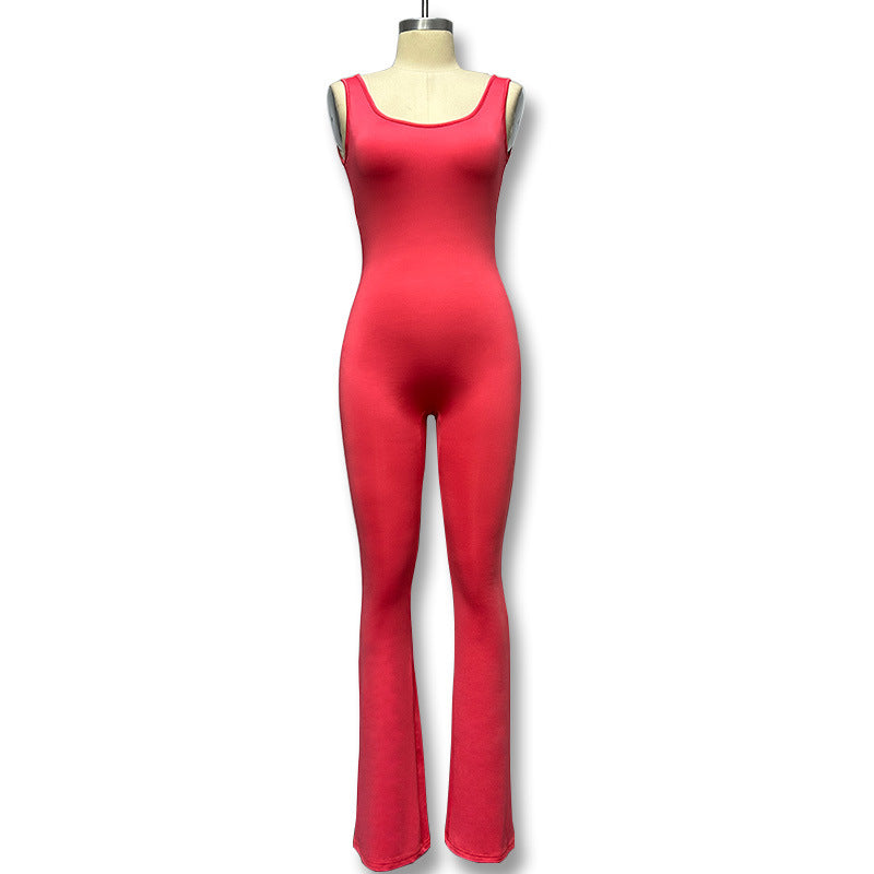 2023 cross-border foreign trade fashion tight yoga jumpsuit casual seamless hollow sports style thin jumpsuit women