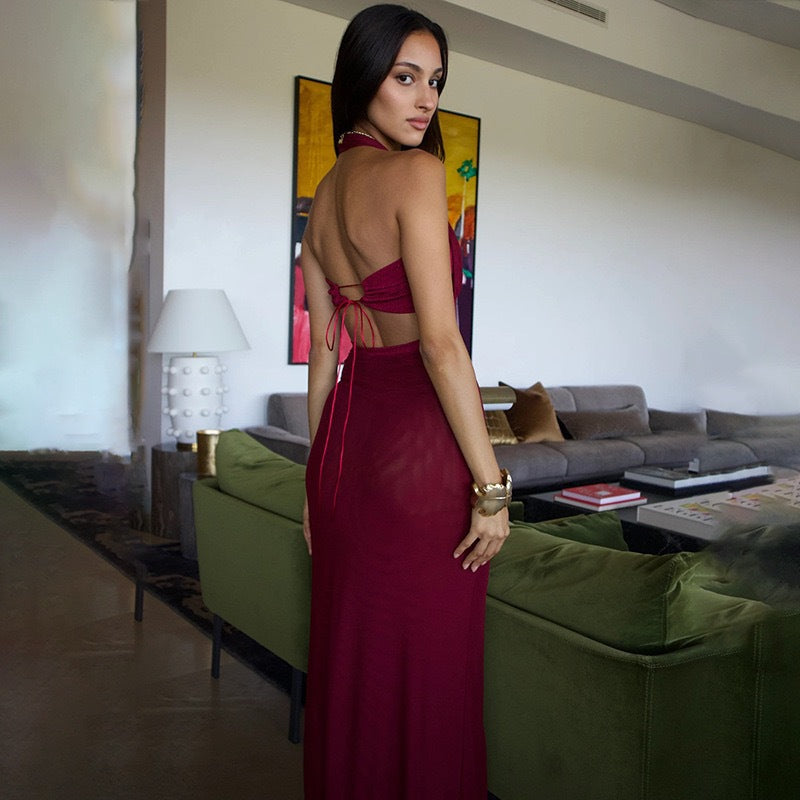 Foreign Trade AliExpress 2024 New European and American Clothing Solid Color Sexy Open Back Waist Slim Mermaid Dress Dress