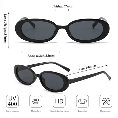 3-piece set oval frame sunglasses for women, popular internet celebrity sunglasses for street photography, classic vintage Hong Kong style sunglasses