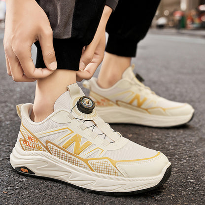 Primavera e outono New Balance Cool Run Renda-Free Tênis Conveniente e Simples verão Respirável Botão Tênis Sapatos Masculinos Atacado