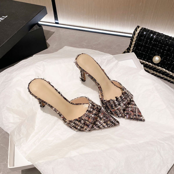 YX Xiaoxiangfeng stiletto heels 2026 autumn fashion pointed temperament French sandals are versatile and sexy to wear sandals outside