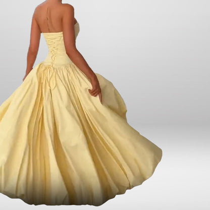 Amazon fashion new solid color temperament sexy waist slim slim pleated puffy skirt bandeau dress