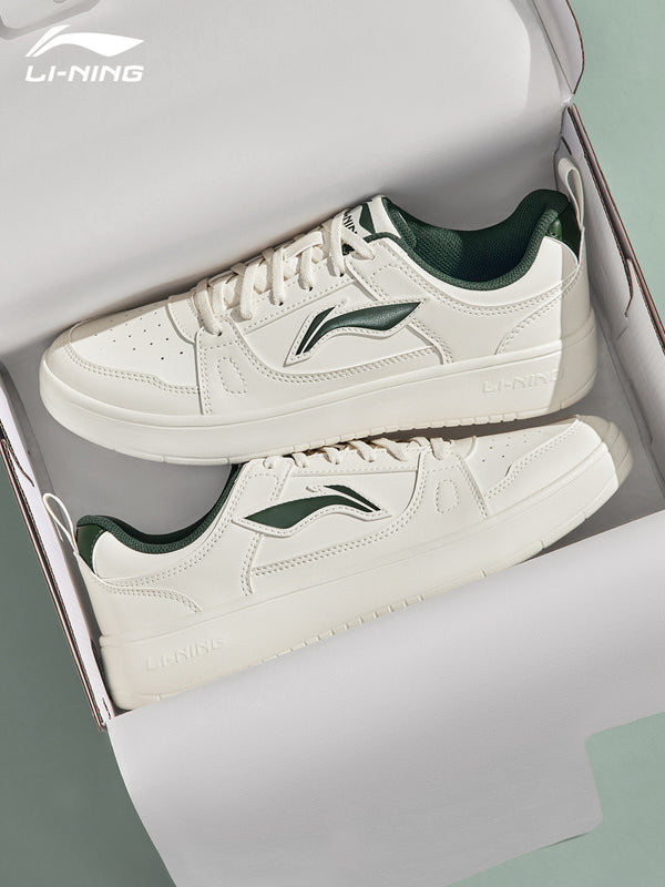 Li-Ning men's sneakers, classic white shoes, men's versatile trendy casual shoes, one-step student lightweight sneakers