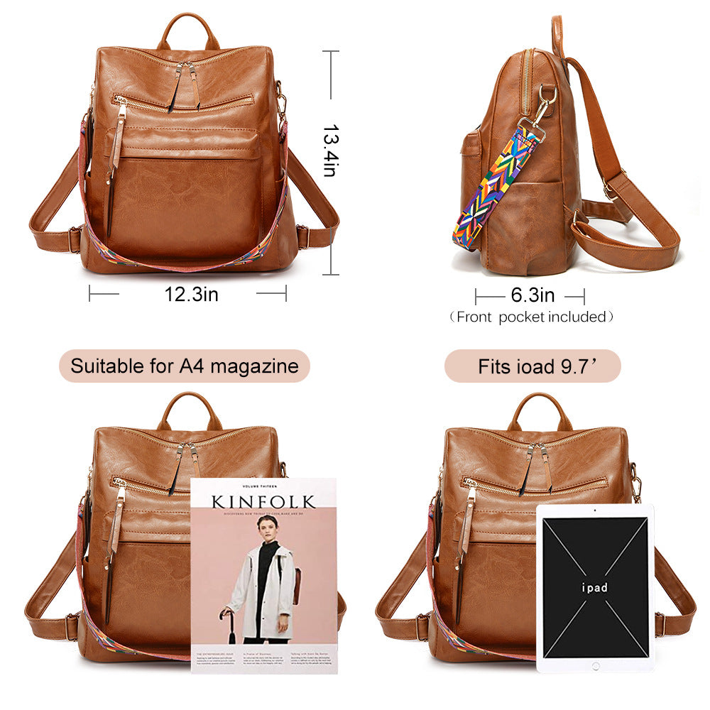 Amazon Trendy Backpack Bag Women's 2024 New European and American Fashion Casual Soft Leather Large Capacity Backpack Batch