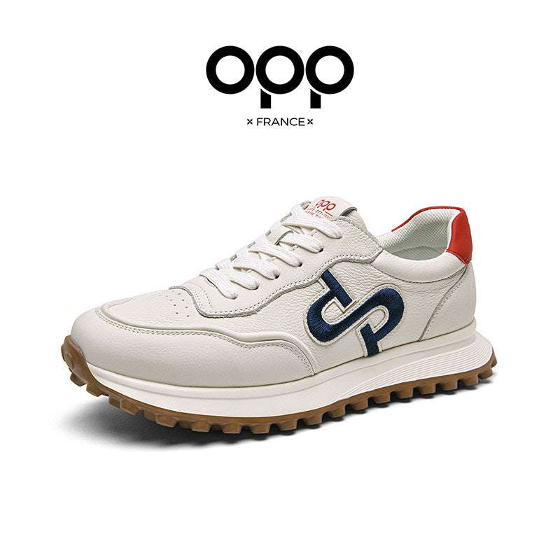 OPP Daddy Shoes Men's Spring 2026 New Non-Slip and Wear-Resistant Leather Casual Sneakers Fashionable and Versatile Board Shoes