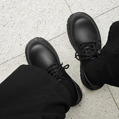 2026 Summer New Men's Casual Retro Thick-Soled Height-Increasing Derby Shoes, Formal British Style Black Wide-Foot Trendy Shoes