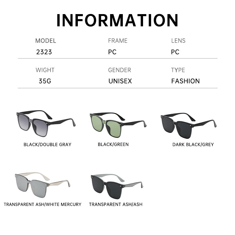 Integrated square frame sunglasses, Mi Spike fashion sunglasses, high-end high-definition UV protection sunglasses for men and women
