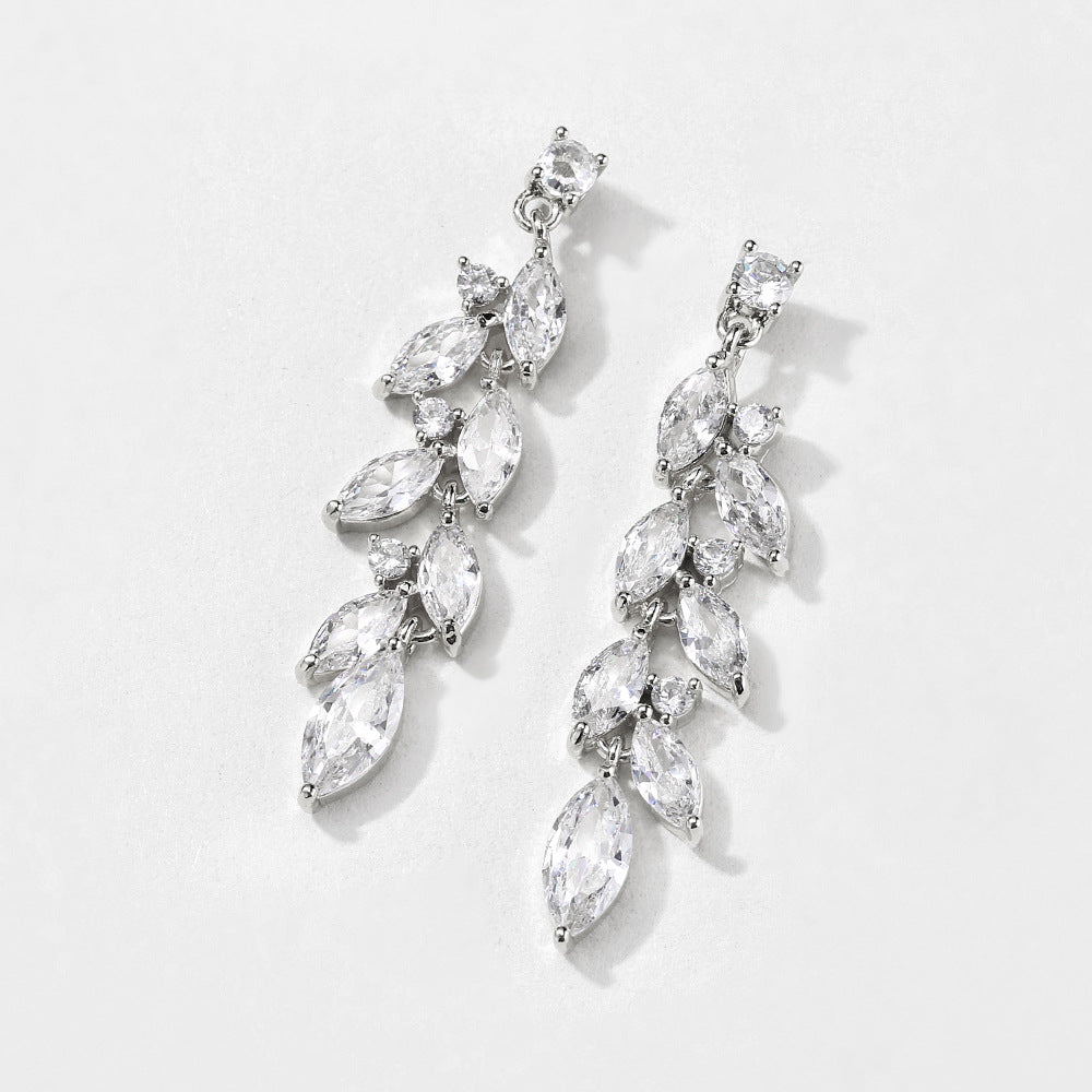 RAKOL European and American retro simple long fringed earrings feminine temperament light luxury slightly zircon bridal wedding earrings