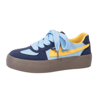 Light blue, dark blue, yellow