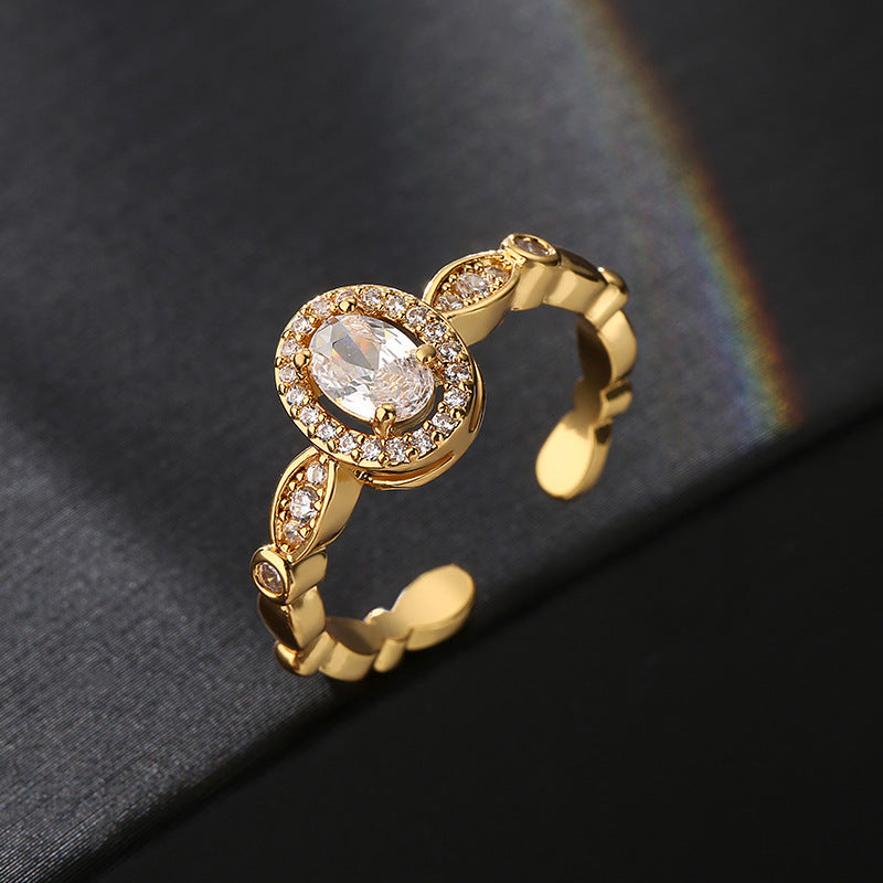 RAKOL Cross-border New Elegant Light Luxury Geometric Oval Zircon Bracelet Exquisite Versatile Open Ring Bracelet