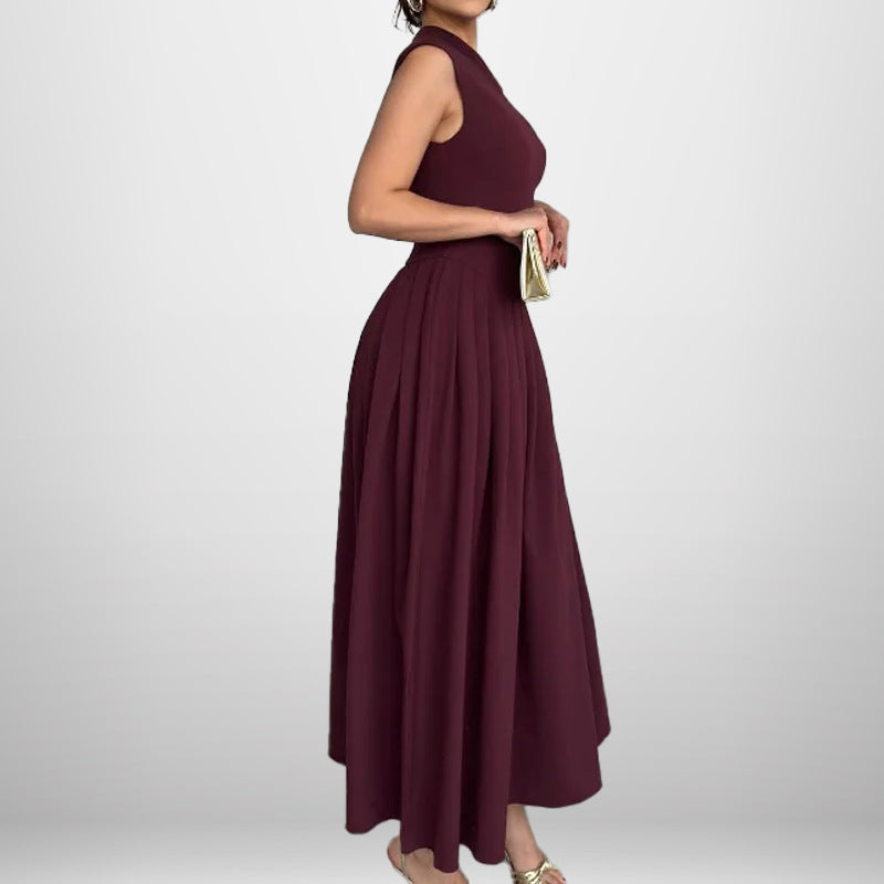 In the spring of 2025, the new Amazon cross-border foreign trade fashion temperament diagonal neckline slim slim long dress