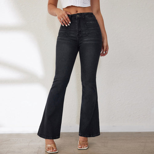 European and American cross-border 2025 spring/summer new slim bootcut jeans women's high-waisted slimming hip-lifting horseshoe pants are in stock