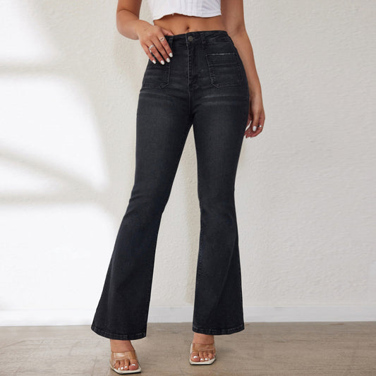 European and American cross-border 2025 spring/summer new slim bootcut jeans women's high-waisted slimming hip-lifting horseshoe pants are in stock