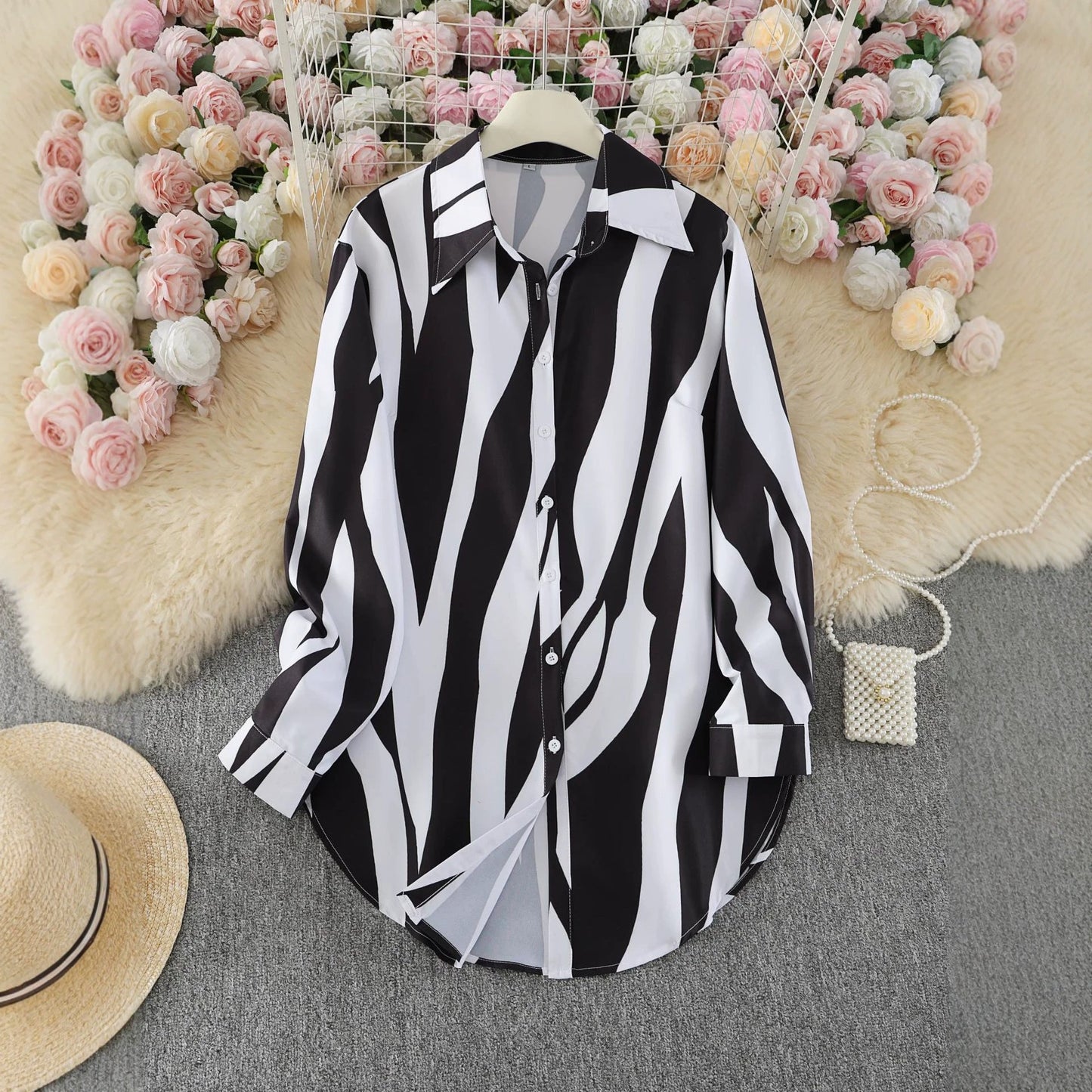 AliExpress casual elegant women's floral floral print shirts, loose shirts, long-sleeve shirts