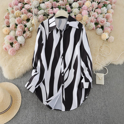 AliExpress casual elegant women's floral floral print shirts, loose shirts, long-sleeve shirts