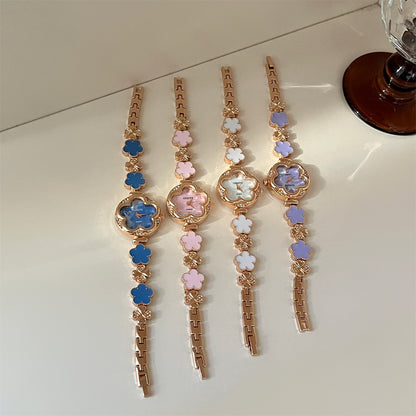 2025 Hot Bracelet Watch for Women, Light Luxury Four-Leaf Clover Mother-of-Pearl High Aesthetic Value Watch, Niche Fashionable for Women