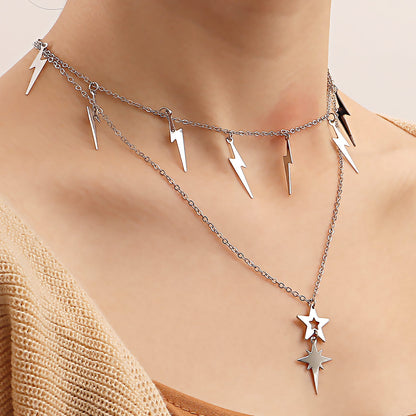 Lightning stars stacked multi-layer necklaces European and American new products simple tassel trend clavicle chain set necklace women's accessories