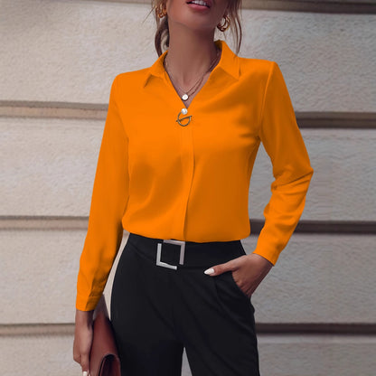 European and American commuter women's shirts are versatile and simple, Amazon solid color shirts, long sleeves, mid-length shirts