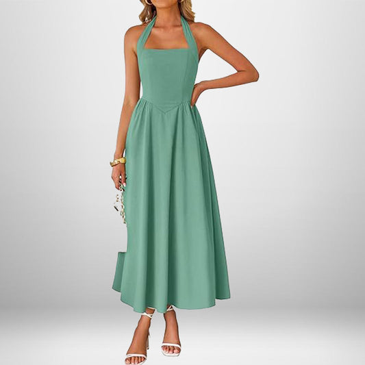 The new cross-border European and beautiful clothing in the spring of 2026 has an elegant and fashionable sleeveless V-neck long dress