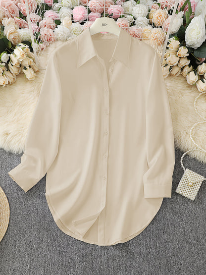 2024 AliExpress wish Amazon Hot Seller: Four-season fashionable minimalist irregular women's shirt, long sleeve, plus size