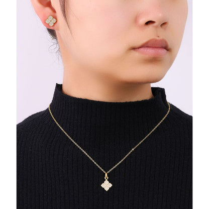 Women's Summer Four-Leaf Clover Micro-Inlaid Zircon Fashion New Versatile Necklace for Women, High-End Clavicle Chain Accessory