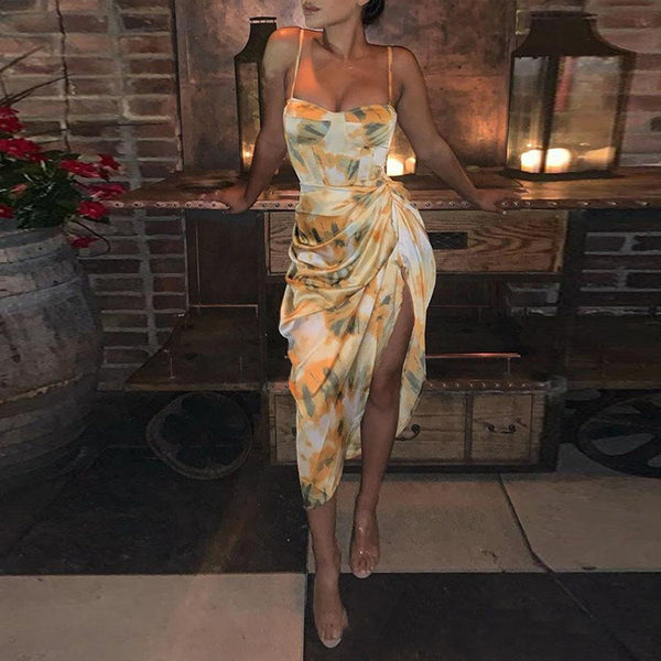 Foreign Trade 2026 Spring European and American Clothing Amazon AliExpress New Printed High Waisted Slip Dress Sexy Dress