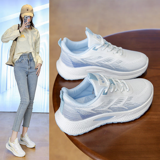 Sneakers Women's Shoes 2025 New Spring Women's Breathable Mesh Casual Shoes Soft Sole Running Shoes Cross-Border Wholesale