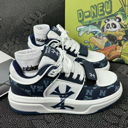 Sapatos de maré nacionais, estilo masculino e feminino, sapatos de pão de sola grossa que bloqueiam a cor, chiques, casais de rua, sapatos de athleisure do alfabeto