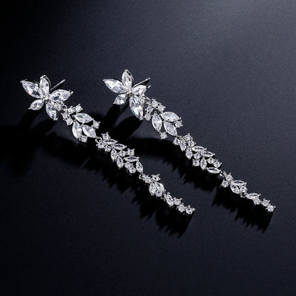 RAKOL Korean Long Elegant Geometric Floral Earrings for Brides, Wedding Dresses, Earrings, Cross-border Accessories