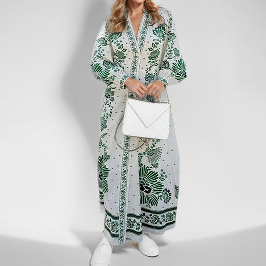 Spring 2026 cross-border European and American cross-border retro temperament elegant personality fashion V-neck printed dress