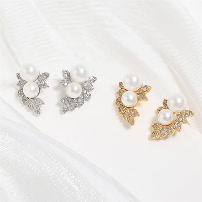 RAKOL Cross-border Unique Niche Design High-End Zircon Pearl Stud Earrings for Women, Elegant Light Luxury for Delicate Earrings