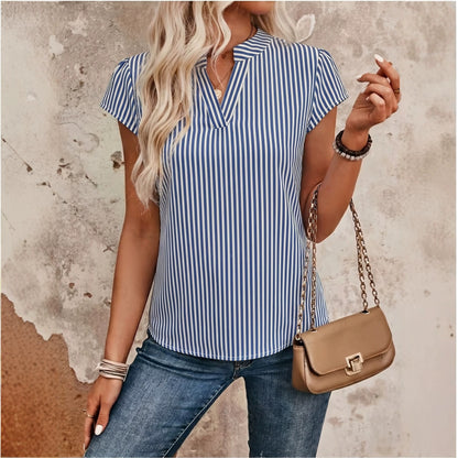 Women's solid-color slim-fit waist-cinching shirt with pleated front design, long-sleeve lapel buttons, professional office shirt
