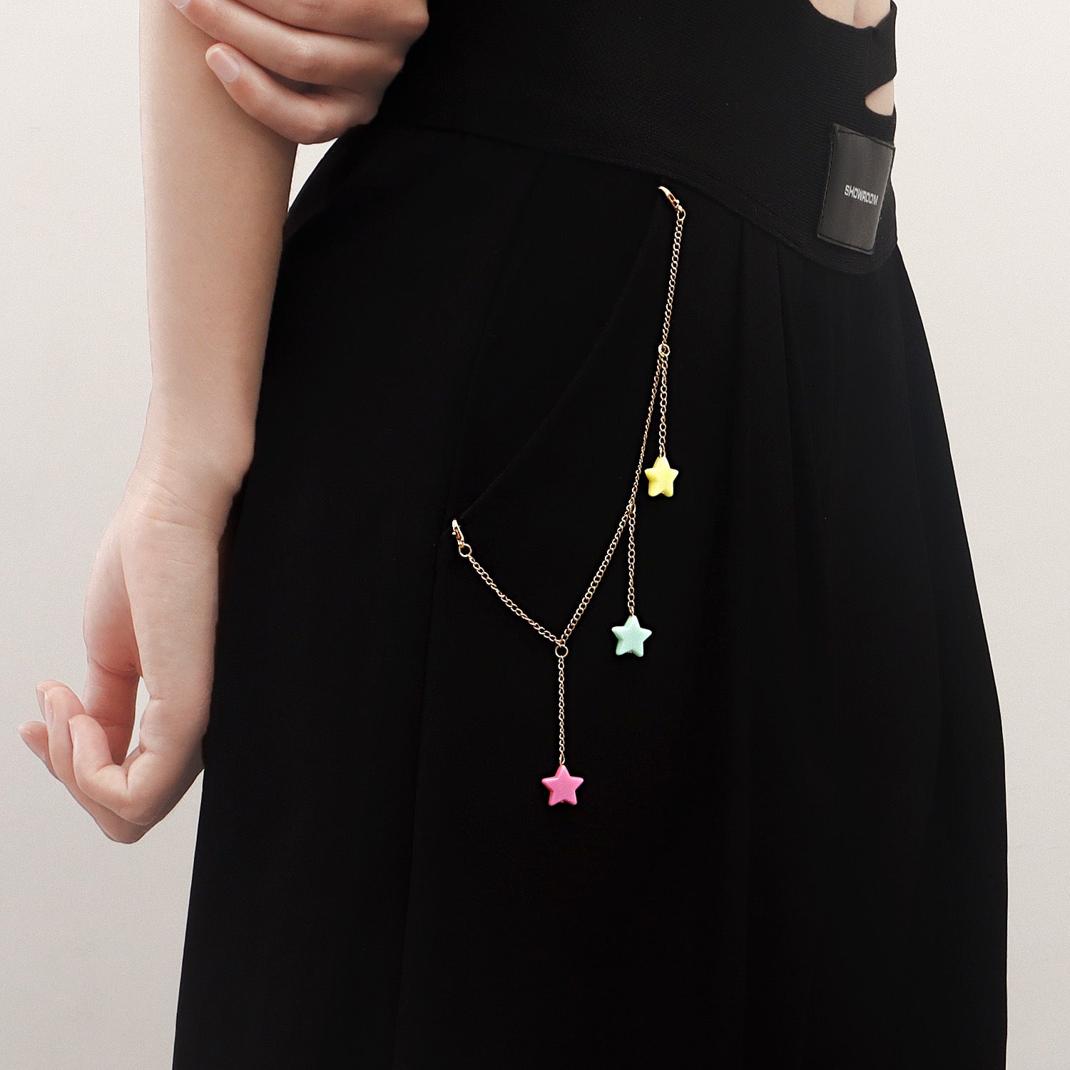 European and American cross-border jewelry, tassels, colorful five-pointed star pendants, trouser pockets, accessories, women's hip-hop style geometric clothing pendants