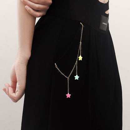 European and American cross-border jewelry, tassels, colorful five-pointed star pendants, trouser pockets, accessories, women's hip-hop style geometric clothing pendants