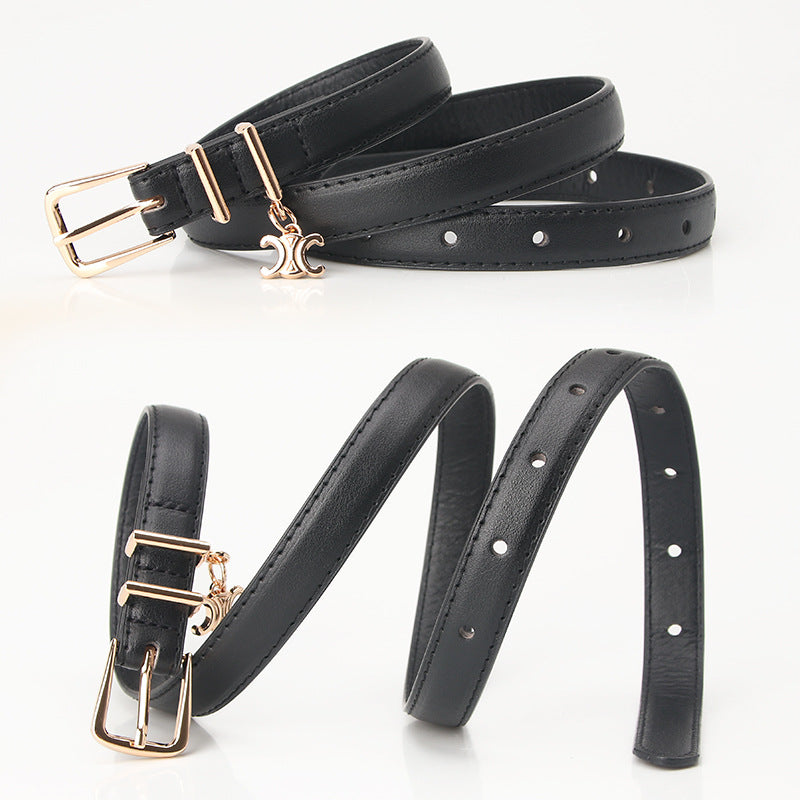 New Light Luxury Pendant Double C Women's Belt Embellished Jeans Trouser Belt Summer Versatile Alloy Buckle Belt