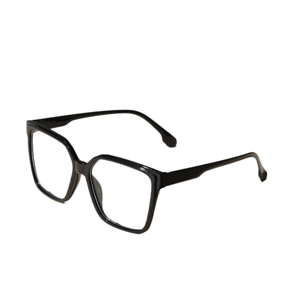 Large frame retro flat mirror, female face, small glasses, full frame, irregular lens, transparent frame, male tide anti-blue light