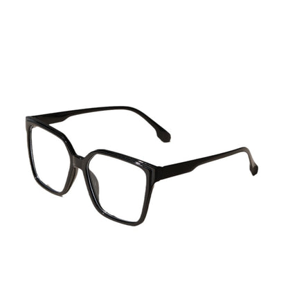 Large frame retro flat mirror, female face, small glasses, full frame, irregular lens, transparent frame, male tide anti-blue light
