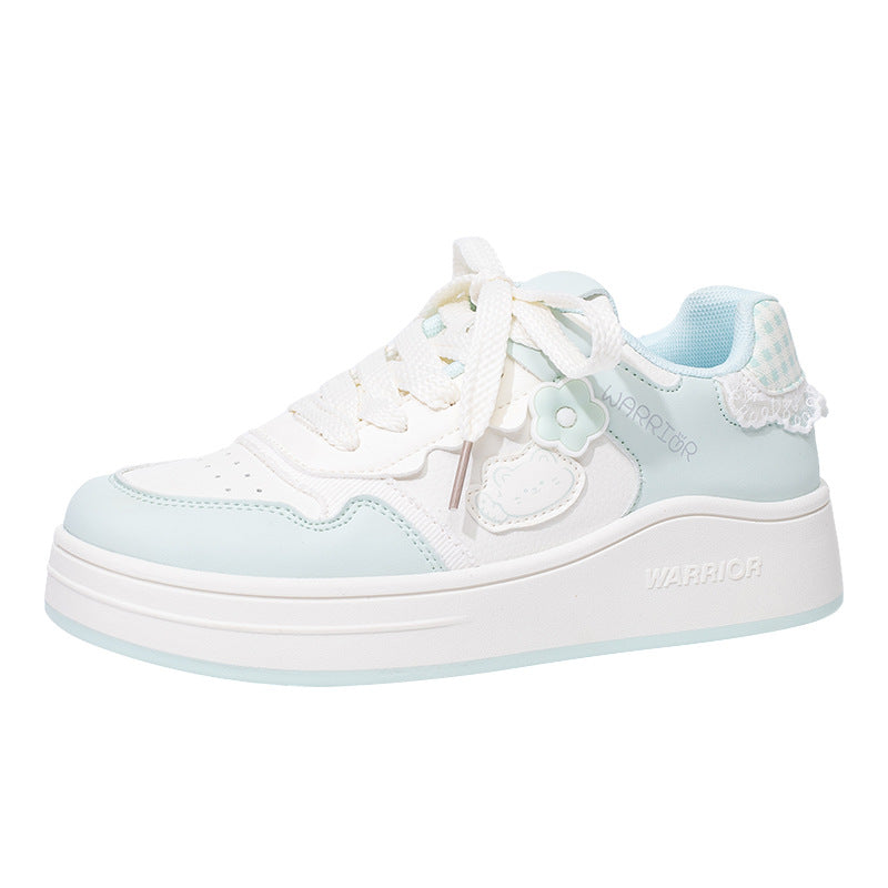 Huili New Sea Salt Fashion Board Shoes Sweet Kitten Casual Shoes Versatile Color Blocked Lace Comfortable Platform Shoes Wholesale
