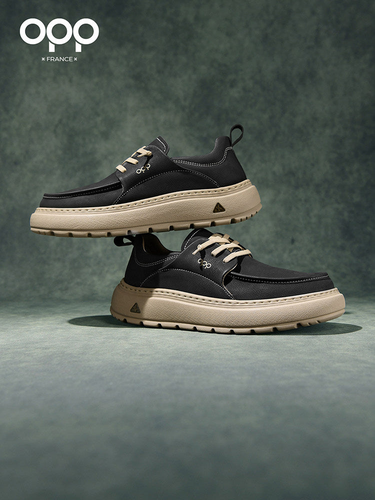 OPP Men's Shoes Spring 2026 New Men's British-style Genuine Leather Business Casual Shoes Low-top Daily Commuter Board Shoes